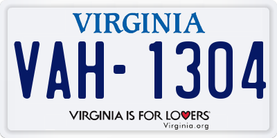 VA license plate VAH1304