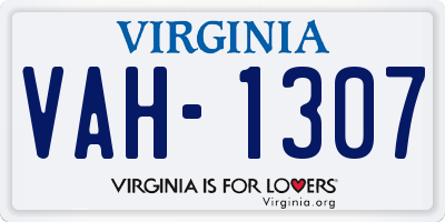 VA license plate VAH1307