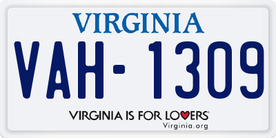 VA license plate VAH1309