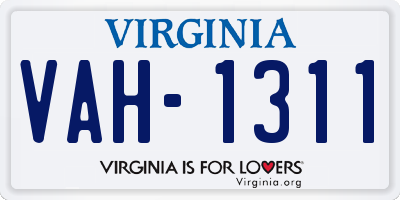 VA license plate VAH1311