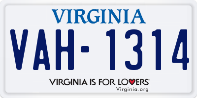 VA license plate VAH1314