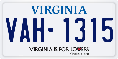 VA license plate VAH1315