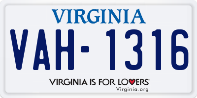 VA license plate VAH1316