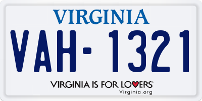 VA license plate VAH1321