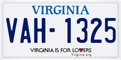 VA license plate VAH1325