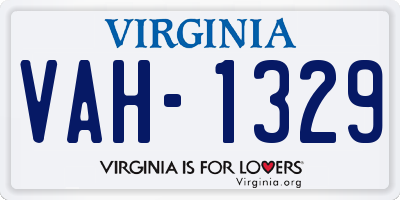 VA license plate VAH1329