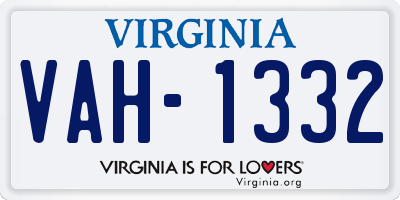 VA license plate VAH1332