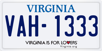 VA license plate VAH1333