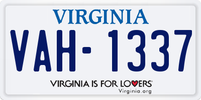 VA license plate VAH1337