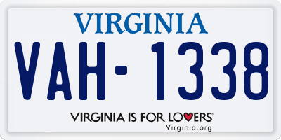 VA license plate VAH1338