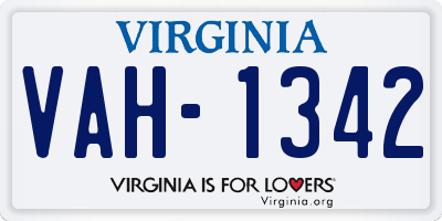 VA license plate VAH1342