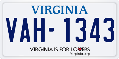 VA license plate VAH1343