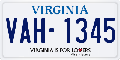 VA license plate VAH1345