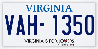 VA license plate VAH1350