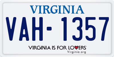 VA license plate VAH1357