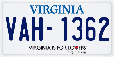 VA license plate VAH1362