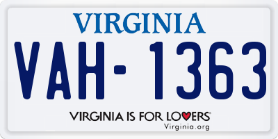 VA license plate VAH1363