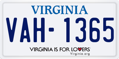 VA license plate VAH1365