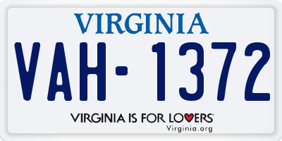 VA license plate VAH1372