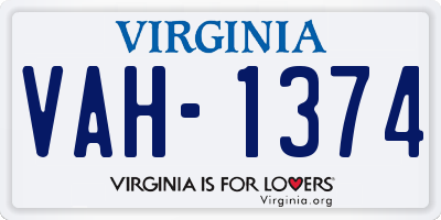 VA license plate VAH1374