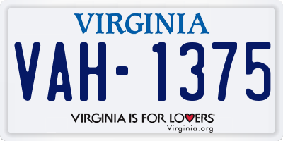 VA license plate VAH1375