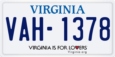 VA license plate VAH1378