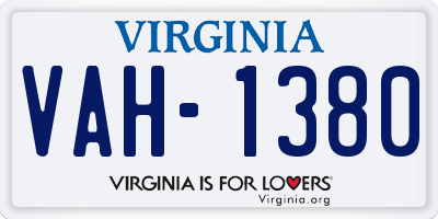 VA license plate VAH1380