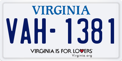 VA license plate VAH1381