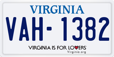 VA license plate VAH1382