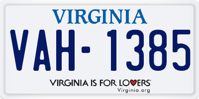VA license plate VAH1385