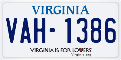 VA license plate VAH1386