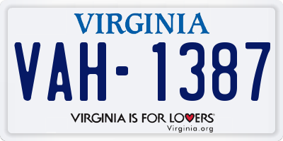 VA license plate VAH1387