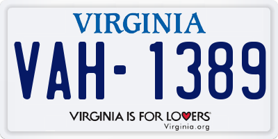 VA license plate VAH1389