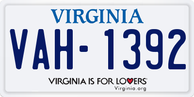 VA license plate VAH1392