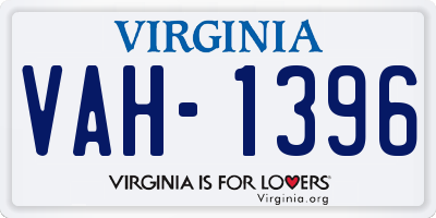VA license plate VAH1396