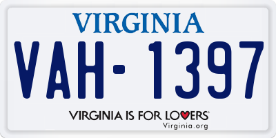 VA license plate VAH1397