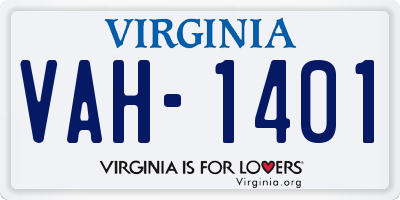 VA license plate VAH1401
