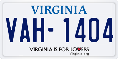 VA license plate VAH1404