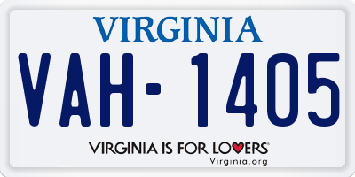 VA license plate VAH1405