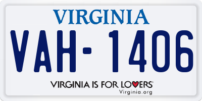 VA license plate VAH1406