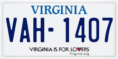 VA license plate VAH1407