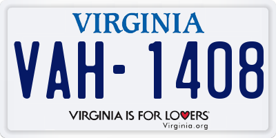VA license plate VAH1408
