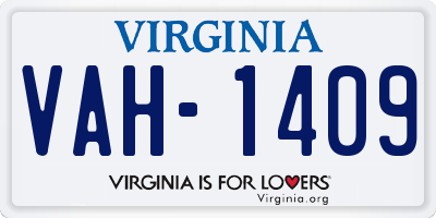 VA license plate VAH1409