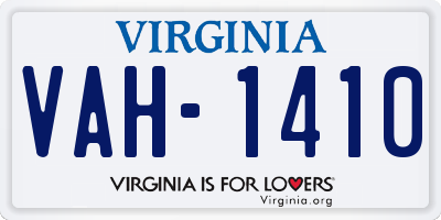 VA license plate VAH1410