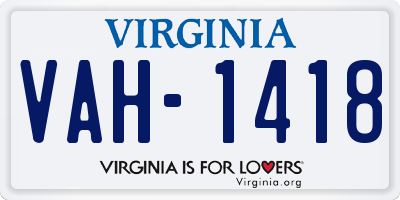 VA license plate VAH1418