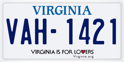 VA license plate VAH1421
