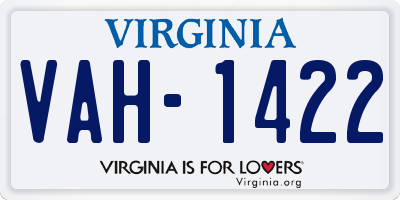 VA license plate VAH1422