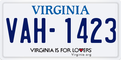 VA license plate VAH1423