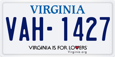 VA license plate VAH1427