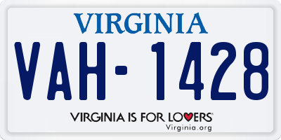 VA license plate VAH1428